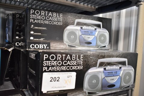 4 BRAND NEW IN BOX! Coby Portable Stereo Cassette Player Recorder. 4 Times Your Bid!