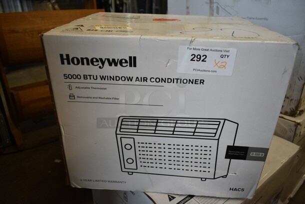 2 BRAND NEW IN BOX! Honeywell HAC5 5,000 BTU Window Air Conditioner, Adjustable Thermostat, 7 settings, Quiet, 150 sq ft Coverage. 2 Times Your Bid! - Image 2 of 6