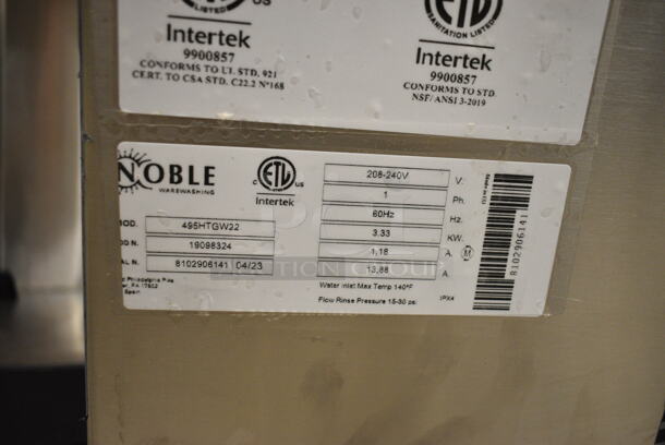 BRAND NEW SCRATCH AND DENT! 2023 Noble 495HTGW22 Stainless Steel Commercial Undercounter High-Temperature Underbar Glass Washer. 208/240 Volts, 1 Phase. - Image 12 of 12