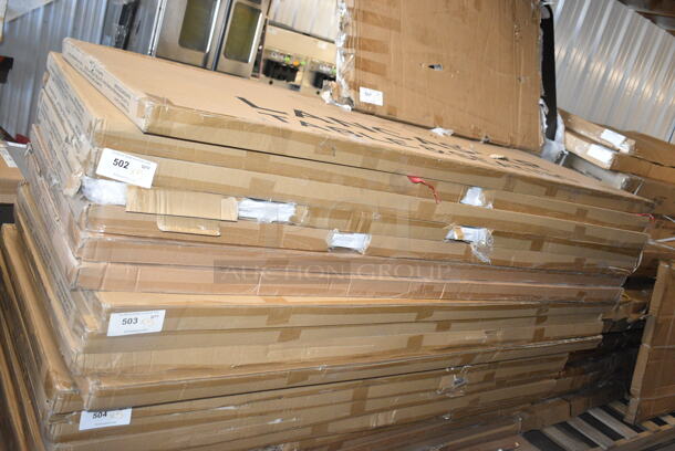 5 BRAND NEW SCRATCH AND DENT! Lancaster Table & Seating 384YCZ7230AD 30" x 72" Granite White Heavy-Duty Blow Molded 27 1/2"-39" Adjustable Height Plastic Folding Table. 5 Times Your Bid! May Be Missing Pieces.  - Image 2 of 3