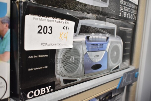 4 BRAND NEW IN BOX! Coby Portable Stereo Cassette Player Recorder. 4 Times Your Bid! - Image 1 of 4