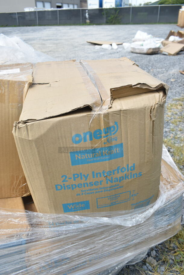 PALLET LOT of 15 BRAND NEW Boxes Including 966UPWIDEB-500 OneUp by Choice White 2-Ply Wide Interfold 6 1/2" x 8 1/2" Dispenser Napkin - 6000/Case, 2 Box 394345M Noble NexGen Powder-Free Disposable Black Hybrid 3 Mil Thick Gloves - Medium - 1000/Case, ServIt 423ST4ASG Angled Sneeze Guard for 4-Pan Steam Tables, 130BGFORKH Choice Beige Heavy Weight Plastic Fork - 1000/Case, 485CBW Choice 8" White Plastic Soda / Sundae Spoon - 1000/Case, Dart 85MFPPHT1 ProPlanet 8 5/16" x 8" x 3" White Mineral-Filled 1 Compartment Hinged Lid Takeout Container - 150/Case. 15 Times Your Bid! - Image 8 of 12
