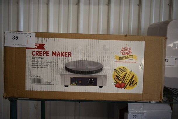 BRAND NEW SCRATCH AND DENT! Carnival King 382TCM16A Stainless Steel Commercial 16" Non-Stick Crepe Maker. 120 Volts, 1 Phase. Tested and Working! - Image 2 of 3