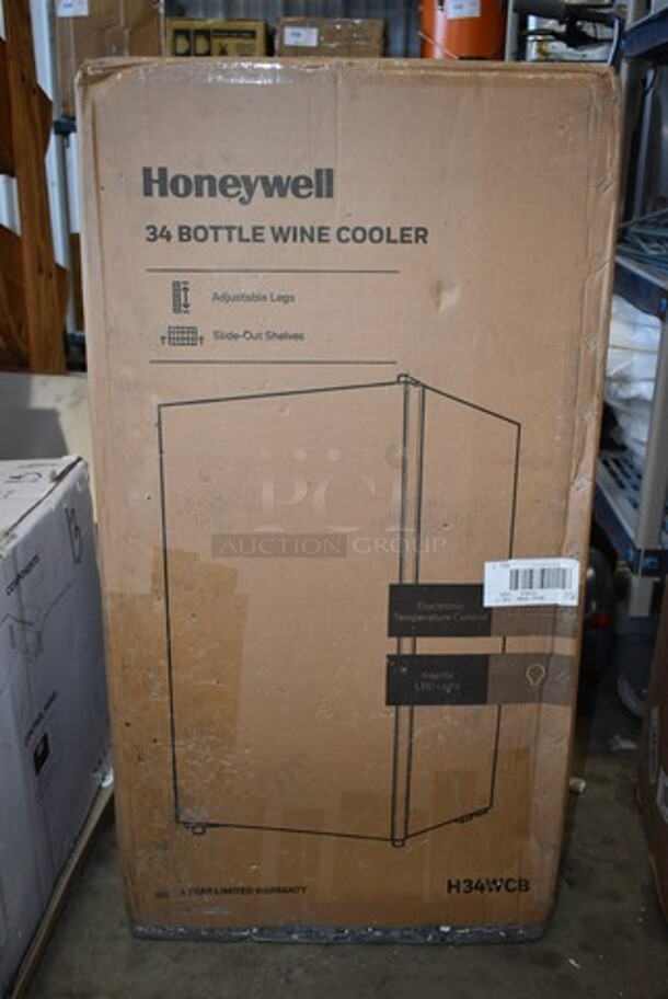 BRAND NEW IN BOX! Honeywell H34WCB 18.9 in. 34-Bottles Wine Cooler and 34-Can Beverage Cooler in Black with Digital Thermostat - Image 3 of 4