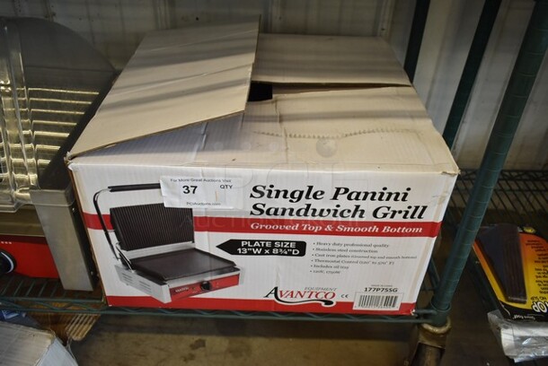 BRAND NEW SCRATCH AND DENT! Avantco 177P75SG Stainless Steel Commercial Countertop Panini Press. 115 Volts, 1 Phase. Tested and Working! - Image 2 of 3