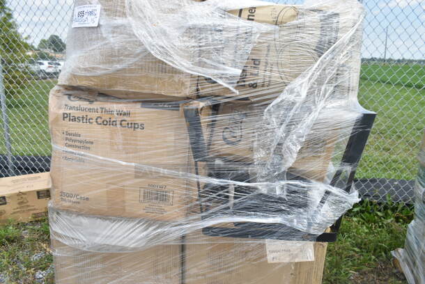 PALLET LOT of 15 BRAND NEW Boxes Including 2 Box 600DC1548 Regency 15" x 48" 18 Gauge Type 304 Stainless Steel Dish Cabinet with Adjustable Midshelf, 500TW7 Choice 7 oz. Translucent Thin Wall Plastic Cold Cup - 2500/Case, 22BR0118 Slushy Machine RPL, 500LFLAT Choice Clear Flat Lid with Straw Slot - 9, 12, 16, 20, and 24 oz. - 1000/Case, 433300100NAT Choice Kraft Sandwich Bag, 44 oz Round Take Out Containers. 15 Times Your Bid! - Image 3 of 12