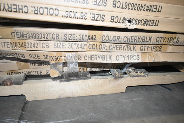 3 BRAND NEW SCRATCH AND DENT! Items Including Lancaster Table & Seating 3493042TCB 30" x 42" Laminated Rectangular Table Top Reversible Cherry / Black and Lancaster Table & Seating 3493060TCB 30" x 60" Laminated Rectangular Table Top - Reversible Cherry / Black. 3 Times Your Bid! May Be Missing Pieces.  - Image 3 of 3