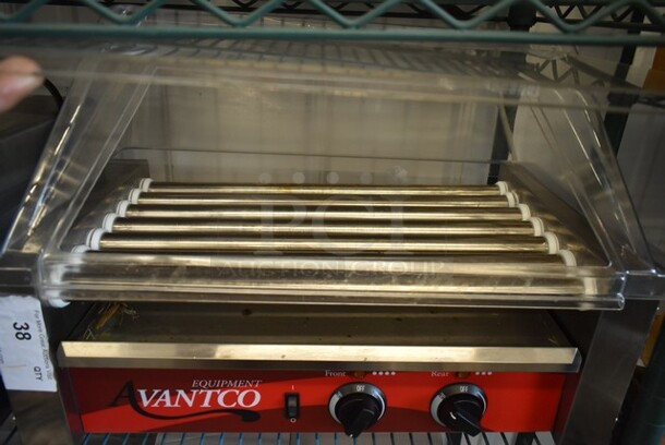 2021 Avantco 177RG1818 Stainless Steel Commercial Countertop Hot Dog Roller w/ Clear Poly Cover. 120 Volts, 1 Phase. Tested and Working! - Image 3 of 5