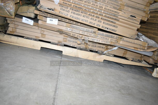 5 BRAND NEW SCRATCH AND DENT! Lancaster Table & Seating 3493060TCB 30" x 60" Laminated Rectangular Table Top - Reversible Cherry / Black. 5 Times Your Bid! May Be Missing Pieces.  - Image 2 of 3