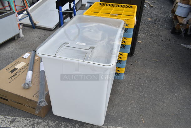 BRAND NEW SCRATCH AND DENT! White Poly Ingredient Bin on Commercial Casters.  - Image 3 of 5