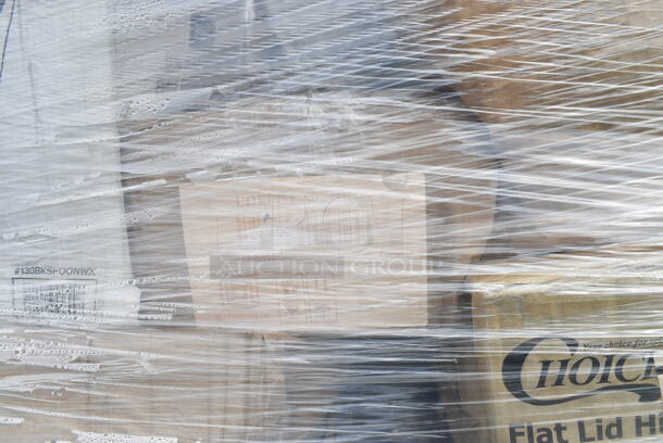 PALLET LOT of 28 BRAND NEW Boxes Including 500TO883 Choice 8" x 8" x 3" Microwaveable 1-Compartment Black / Clear Plastic Hinged Container - 100/Case, 500CFT White Premium C-Fold Towel - 2200/Case, 395RP09 EcoChoice Compostable Sugarcane / Bagasse 9" Plate - 500/Case, 130BKSPOONWX Choice Black Extra Heavy Weight Wrapped Plastic Teaspoon - 1000/Case, 2 Box 500TO883 Choice 8" x 8" x 3" Microwaveable 1-Compartment Black / Clear Plastic Hinged Container - 100/Case, Choice 4 oz Portion Cups, Noble Clear Vinyl Gloves. 28 Times Your Bid! - Image 5 of 12