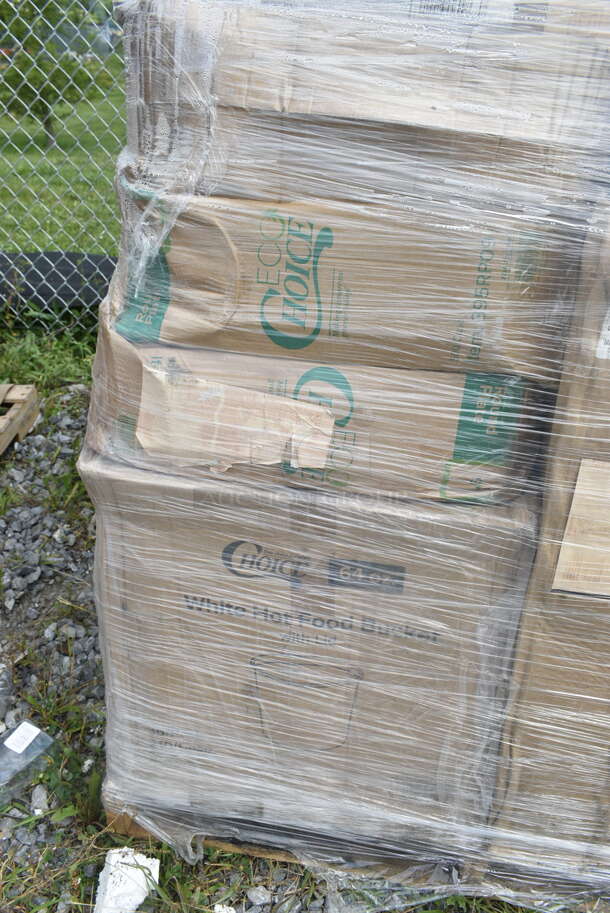 PALLET LOT of 28 BRAND NEW Boxes Including 500TO883 Choice 8" x 8" x 3" Microwaveable 1-Compartment Black / Clear Plastic Hinged Container - 100/Case, 500CFT White Premium C-Fold Towel - 2200/Case, 395RP09 EcoChoice Compostable Sugarcane / Bagasse 9" Plate - 500/Case, 130BKSPOONWX Choice Black Extra Heavy Weight Wrapped Plastic Teaspoon - 1000/Case, 2 Box 500TO883 Choice 8" x 8" x 3" Microwaveable 1-Compartment Black / Clear Plastic Hinged Container - 100/Case, Choice 4 oz Portion Cups, Noble Clear Vinyl Gloves. 28 Times Your Bid! - Image 6 of 12