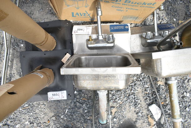 2 Stainless Steel Single Bay Wall Mount Sink w/ Faucet and Handles. 2 Times Your Bid! - Image 2 of 3