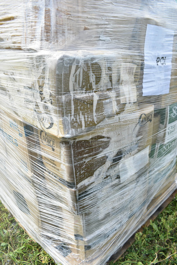 PALLET LOT of 28 BRAND NEW Boxes Including 500TO883 Choice 8" x 8" x 3" Microwaveable 1-Compartment Black / Clear Plastic Hinged Container - 100/Case, 500CFT White Premium C-Fold Towel - 2200/Case, 395RP09 EcoChoice Compostable Sugarcane / Bagasse 9" Plate - 500/Case, 130BKSPOONWX Choice Black Extra Heavy Weight Wrapped Plastic Teaspoon - 1000/Case, 2 Box 500TO883 Choice 8" x 8" x 3" Microwaveable 1-Compartment Black / Clear Plastic Hinged Container - 100/Case, Choice 4 oz Portion Cups, Noble Clear Vinyl Gloves. 28 Times Your Bid! - Image 12 of 12