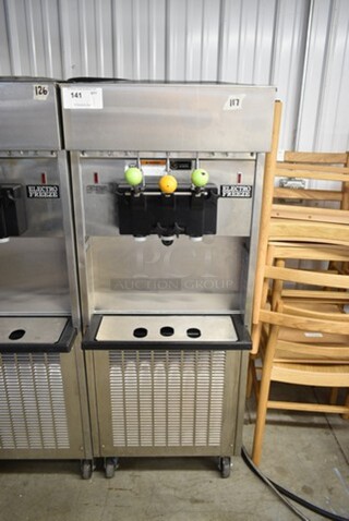 Electro Freeze SL500-132 Stainless Steel Commercial Floor Style Water Cooled 2 Flavor w/ Twist Soft Serve Ice Cream Machine on Commercial Casters. 208-230 Volts, 3 Phase. 