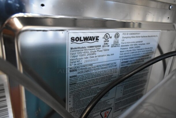2020 Solwave 180MW1000SS Stainless Steel Commercial Countertop Microwave Oven. 120 Volts, 1 Phase.  - Image 6 of 6