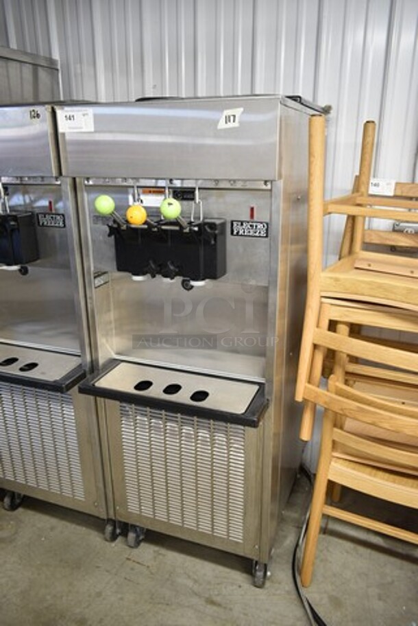 Electro Freeze SL500-132 Stainless Steel Commercial Floor Style Water Cooled 2 Flavor w/ Twist Soft Serve Ice Cream Machine on Commercial Casters. 208-230 Volts, 3 Phase.  - Image 2 of 6