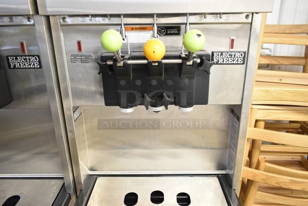 Electro Freeze SL500-132 Stainless Steel Commercial Floor Style Water Cooled 2 Flavor w/ Twist Soft Serve Ice Cream Machine on Commercial Casters. 208-230 Volts, 3 Phase.  - Image 4 of 6