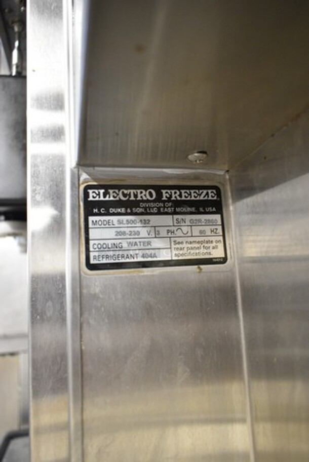 Electro Freeze SL500-132 Stainless Steel Commercial Floor Style Water Cooled 2 Flavor w/ Twist Soft Serve Ice Cream Machine on Commercial Casters. 208-230 Volts, 3 Phase.  - Image 6 of 6