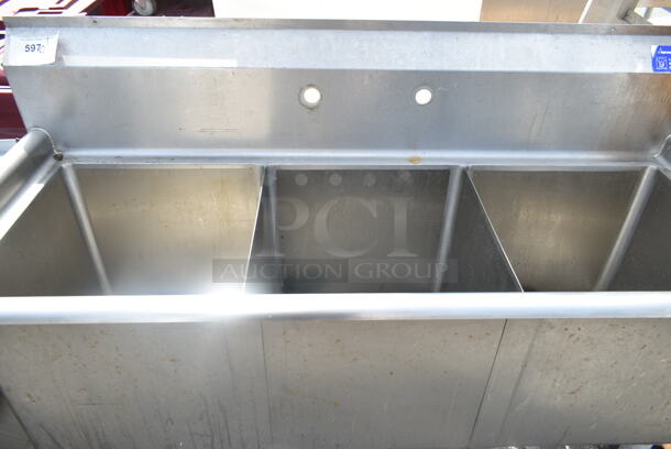 Stainless Steel Commercial 3 Bay Sink.  - Image 2 of 3