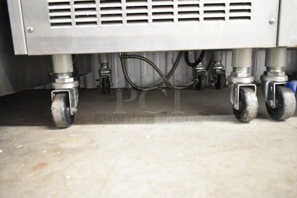 Electro Freeze SL500-132 Stainless Steel Commercial Floor Style Water Cooled 2 Flavor w/ Twist Soft Serve Ice Cream Machine on Commercial Casters. 208-230 Volts, 3 Phase.  - Image 2 of 5