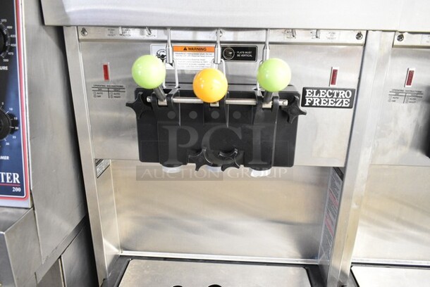 Electro Freeze SL500-132 Stainless Steel Commercial Floor Style Water Cooled 2 Flavor w/ Twist Soft Serve Ice Cream Machine on Commercial Casters. 208-230 Volts, 3 Phase.  - Image 3 of 5