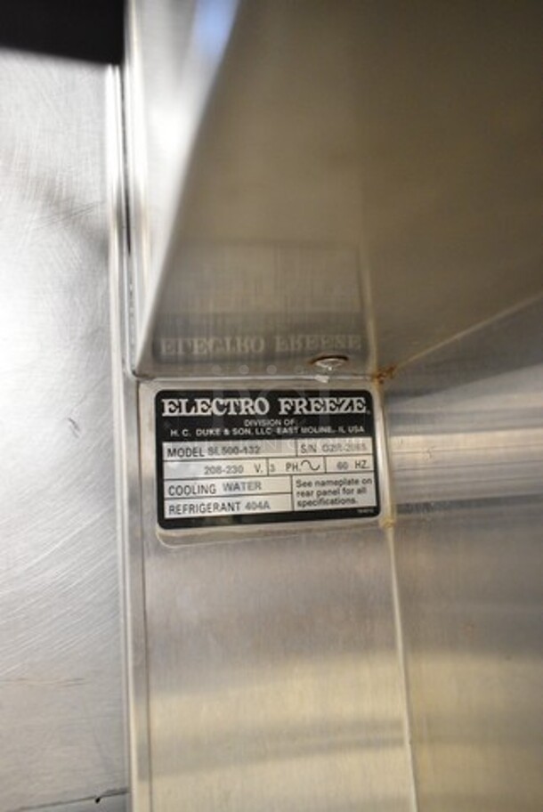 Electro Freeze SL500-132 Stainless Steel Commercial Floor Style Water Cooled 2 Flavor w/ Twist Soft Serve Ice Cream Machine on Commercial Casters. 208-230 Volts, 3 Phase.  - Image 5 of 5