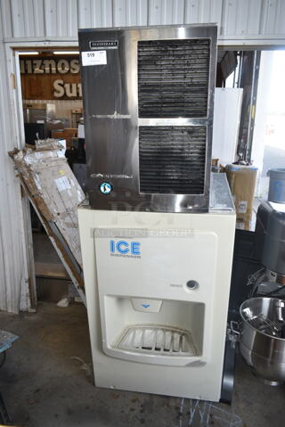 Hoshizaki KM-500MAF Stainless Steel Commercial Ice Head on Hoshizaki DB-200C Commercial Ice Dispensing Bin. 115-120 Volts, 1 Phase. 