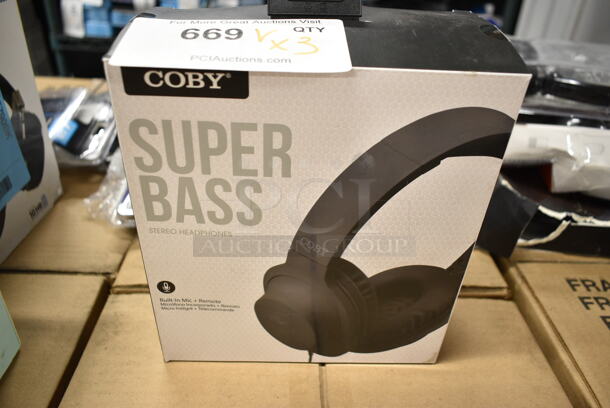 3 Various BRAND NEW Items Including Coby CVH-826-BLK Super Bass Headphones, Coby CHBT-605-BLK Bluetooth Headphones, Coby CHBT-600-BLK Headphones. 3 Times Your Bid!  - Image 2 of 7