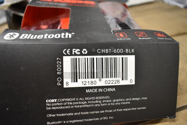 3 Various BRAND NEW Items Including Coby CVH-826-BLK Super Bass Headphones, Coby CHBT-605-BLK Bluetooth Headphones, Coby CHBT-600-BLK Headphones. 3 Times Your Bid!  - Image 7 of 7