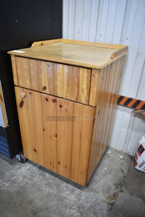 Wooden Trash Can Shell w/ Trash Flap and Door.  - Image 2 of 5