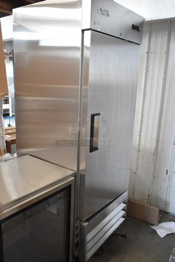 BRAND NEW SCRATCH AND DENT! 2024 Avantco 178A23FHC Stainless Steel Commercial Single Door Reach In Freezer w/ Poly Coated Racks on Commercial Casters. 115 Volts, 1 Phase. Tested and Working! - Image 2 of 7
