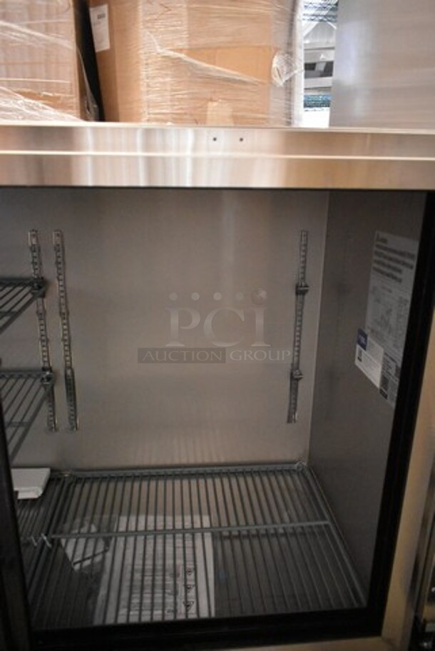 BRAND NEW SCRATCH AND DENT! 2024 Avantco 178UBB60SGTS 60" Stainless Steel Underbar Height Narrow Sliding Glass Door Back Bar Refrigerator with Galvanized Top and LED Lighting. 115 Volts, 1 Phase. Tested and Working! - Image 5 of 6