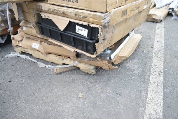 BRAND NEW IN BOX! Lavex 475UCLG2PHBK  Large Black 2-Shelf Utility Cart with Premium Handle and Built-In Tool Compartments - 46 3/4" x 25 1/2" x 33 1/2". May Be Missing Pieces.  - Image 3 of 4