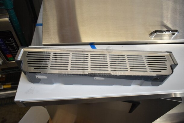 BRAND NEW SCRATCH AND DENT! Set of 4 Crathco Poly Clear Hoppers and Drip Tray for Refrigerated Beverage Machine.  - Image 3 of 5