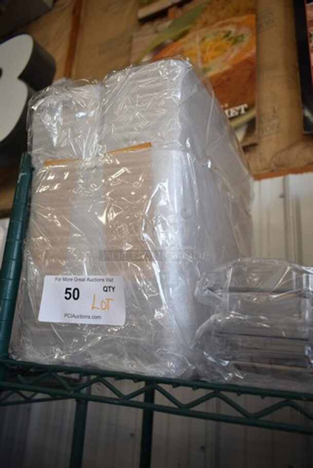 BRAND NEW SCRATCH AND DENT! Set of 4 Crathco Poly Clear Hoppers and Drip Tray for Refrigerated Beverage Machine.  - Image 5 of 5