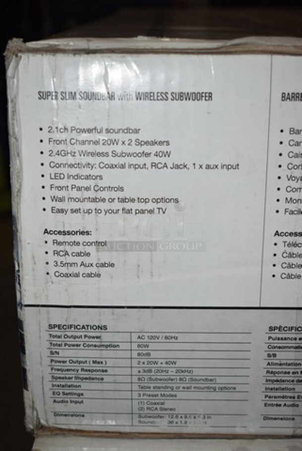 2 BRAND NEW SCRATCH AND DENT! Coby CSMP95 Super Slim Soundbar. 2 Times Your Bid!  - Image 4 of 5