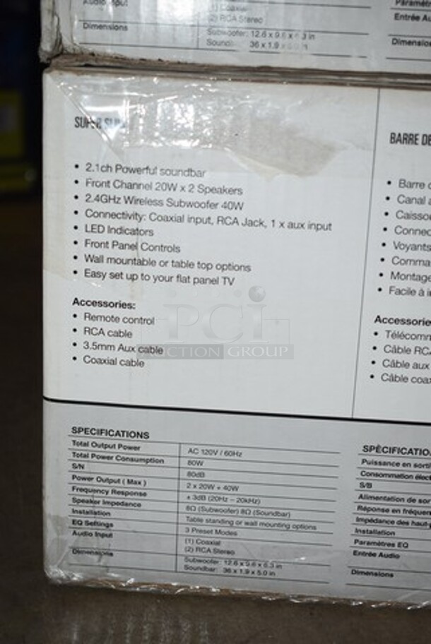 2 BRAND NEW SCRATCH AND DENT! Coby CSMP95 Super Slim Soundbar. 2 Times Your Bid!  - Image 5 of 5