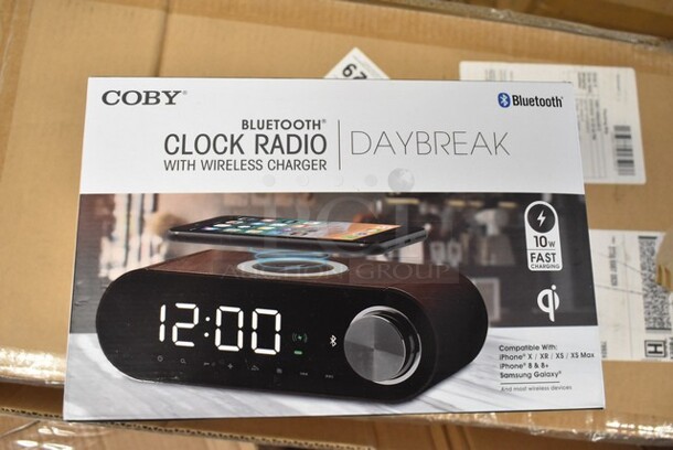 2 BRAND NEW IN BOX! Coby Bluetooth Clock Radio. 2 Times Your Bid! - Image 1 of 3
