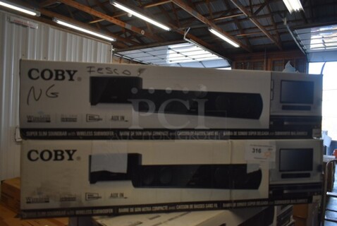 2 BRAND NEW SCRATCH AND DENT! Coby CSMP95 Super Slim Soundbar. 2 Times Your Bid! 