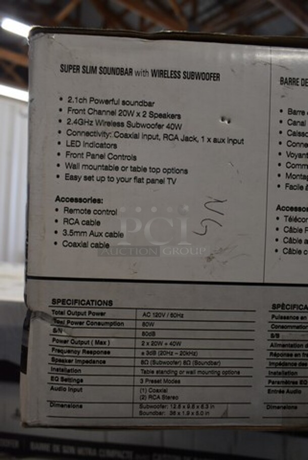 2 BRAND NEW SCRATCH AND DENT! Coby CSMP95 Super Slim Soundbar. 2 Times Your Bid!  - Image 4 of 5
