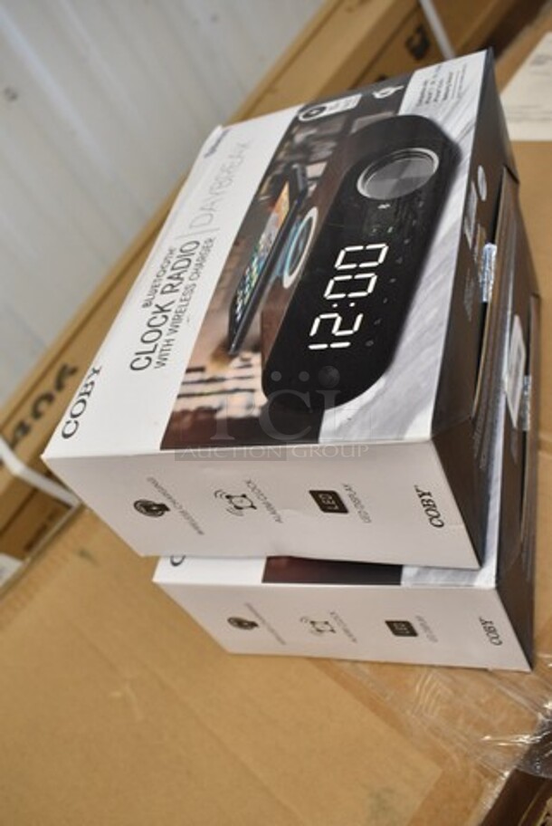 2 BRAND NEW IN BOX! Coby Bluetooth Clock Radio. 2 Times Your Bid! - Image 2 of 3