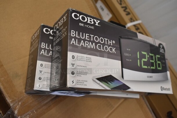 2 BRAND NEW IN BOX! Coby CRABT-104 Bluetooth Clock Radio. 2 Times Your Bid! - Image 2 of 3