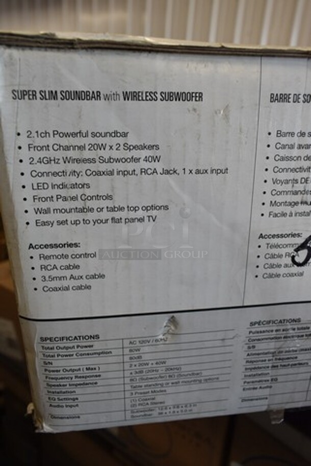 BRAND NEW SCRATCH AND DENT! Coby CSMP95 Super Slim Soundbar.  - Image 5 of 7