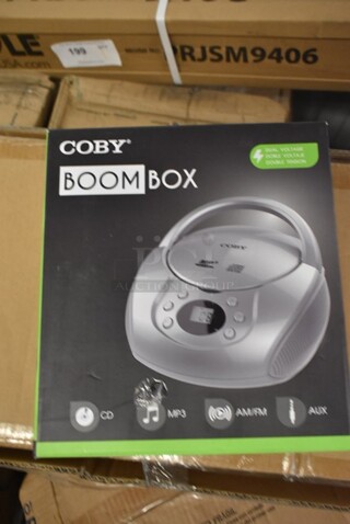 4 BRAND NEW IN BOX! Coby CBCD-04-SLV Boom Box. 4 Times Your Bid!