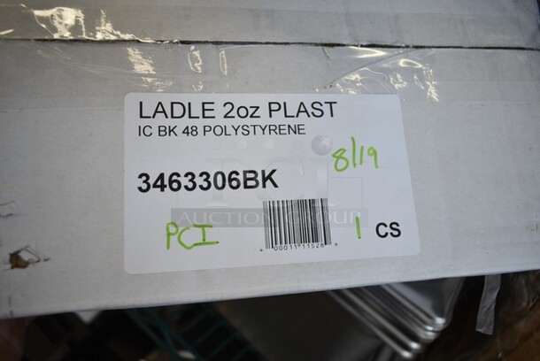 ALL ONE MONEY! Lot of BRAND NEW SCRATCH AND DENT! Items Including Box of Fineline Platter Pleasers 3306-BK 2 oz. Black Polystyrene Disposable Ladle - 48/Case, 2 4070023 Choice Full Size 2 1/2" Deep Anti-Jam Perforated Stainless Steel Steam Table / Hotel Pan - 24 Gauge, 2 4070069 Choice Full Size 6" Deep Anti-Jam Stainless Steel Steam Table / Hotel Pan - 24 Gauge, 4070110  Choice Full Size Stainless Steel Solid Steam Table / Hotel Pan Cover - Image 3 of 7
