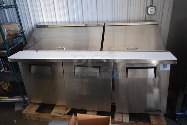 BRAND NEW SCRATCH AND DENT! 2024 True TSSU-72-30M-B-ST-HC Stainless Steel Commercial Sandwich Salad Prep Table Bain Marie Mega Top on Commercial Casters. 115 Volts, 1 Phase. Tested and Working! - Image 2 of 10
