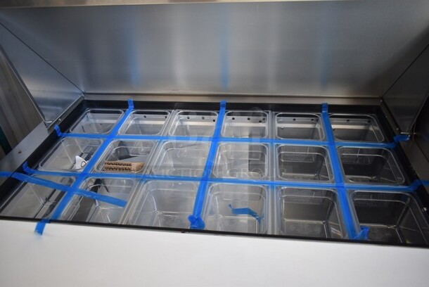 BRAND NEW SCRATCH AND DENT! 2024 True TSSU-72-30M-B-ST-HC Stainless Steel Commercial Sandwich Salad Prep Table Bain Marie Mega Top on Commercial Casters. 115 Volts, 1 Phase. Tested and Working! - Image 5 of 10