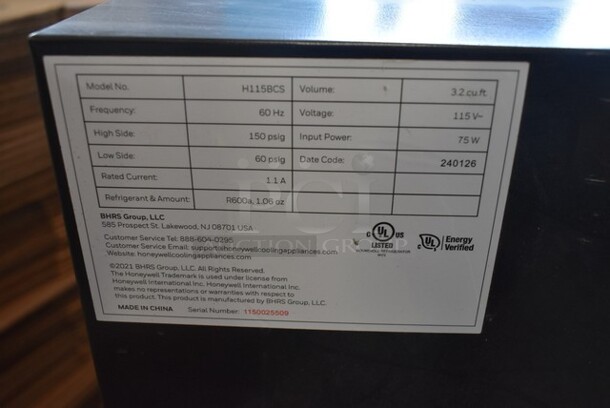 Honeywell H115BCS Beverage Refrigerator and Cooler, 115 Can Mini Fridge with Glass Door for Soda Beer or Wine for Office or Bar with Adjustable Removable Shelving. 115 Volts, 1 Phase. Tested and Working! - Image 6 of 6
