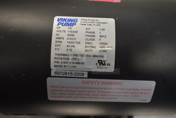 BRAND NEW SCRATCH AND DENT! Viking Pump 60143513 Pump And Motor Assy 115/230 Volts, 1 Phase.  - Image 3 of 4